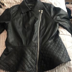 Peplum leather jacket